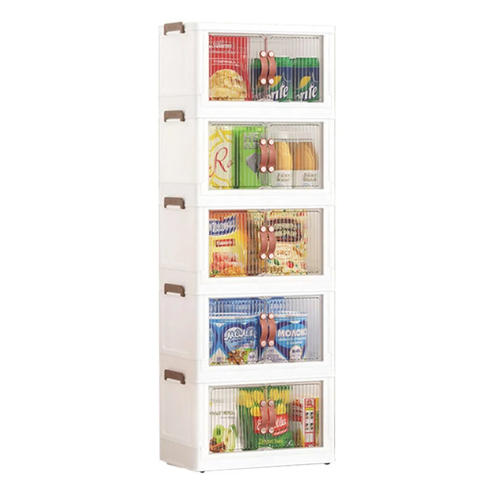 45*27*125.5cm 5 Layers Clear Shoes Clothing Storage Box PP+HIPS+TPR Home Clothes Snack Toy Storage Cabinet - 1