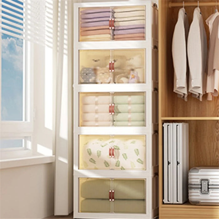 45*27*125.5cm 5 Layers Clear Shoes Clothing Storage Box PP+HIPS+TPR Home Clothes Snack Toy Storage Cabinet - 6