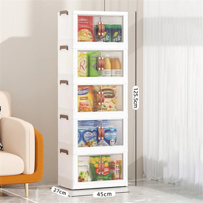 45*27*125.5cm 5 Layers Clear Shoes Clothing Storage Box PP+HIPS+TPR Home Clothes Snack Toy Storage Cabinet - 7