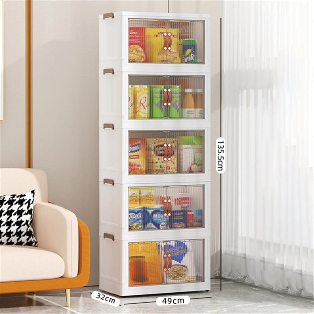 49*32*135.5cm 5 Layers Storage Box PP+HIPS+TPR Home Clothes Snack Toy Storage Cabinet - 7