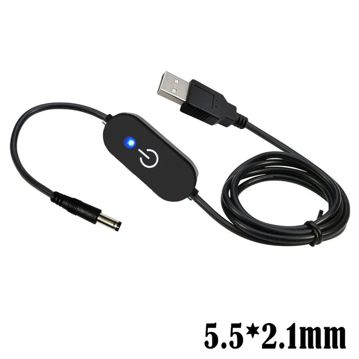 JUNSUNMAY DC 5.5x2.1mm to USB LED Touch Inline Dimmer Switch Controller for Single Color, Length 100cm - 2