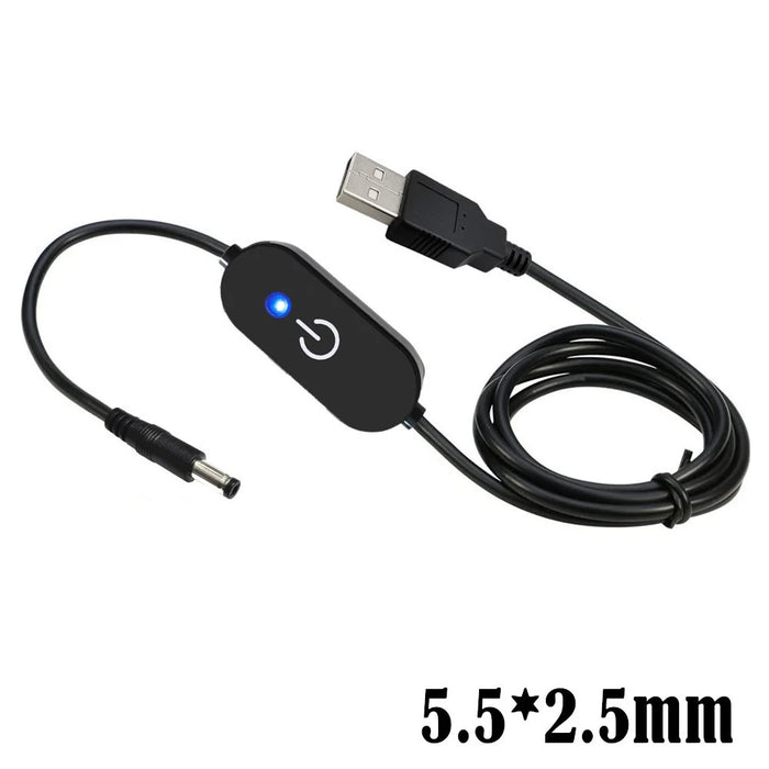 JUNSUNMAY 1m DC 5.5x2.5mm to USB Indicator Design LED Touch Inline Dimmer Switch Controller for Single Color - 2