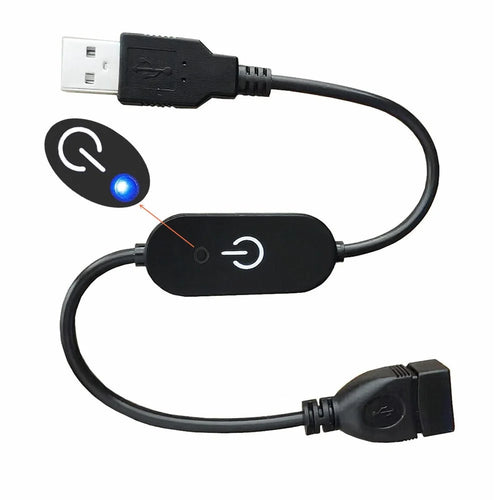 JUNSUNMAY USB Male to Female LED Touch Inline Dimmer Switch Controller for Single Color, Length 30cm - Black - 1