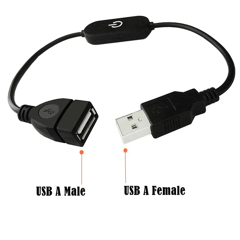 JUNSUNMAY USB Male to Female LED Touch Inline Dimmer Switch Controller for Single Color, Length 30cm - Black - 2