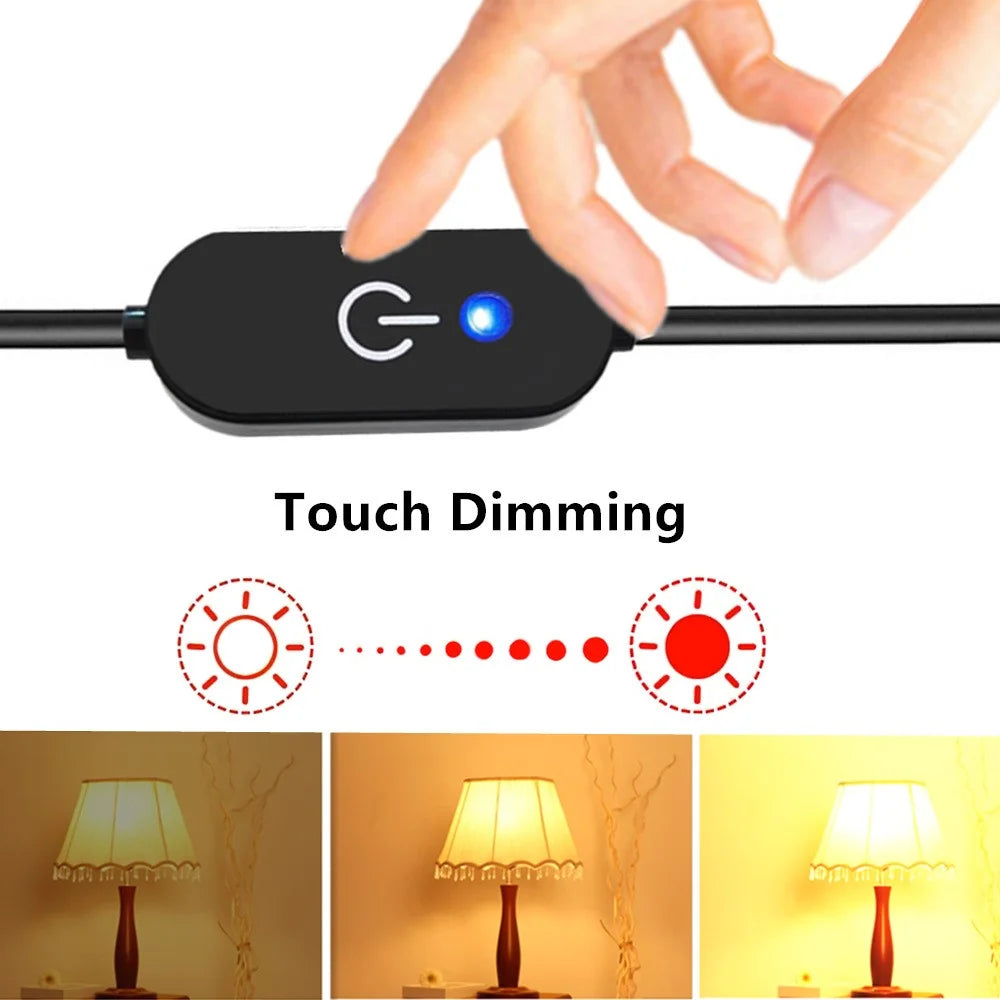JUNSUNMAY USB Male to Female LED Touch Inline Dimmer Switch Controller for Single Color, Length 30cm - Black - 3