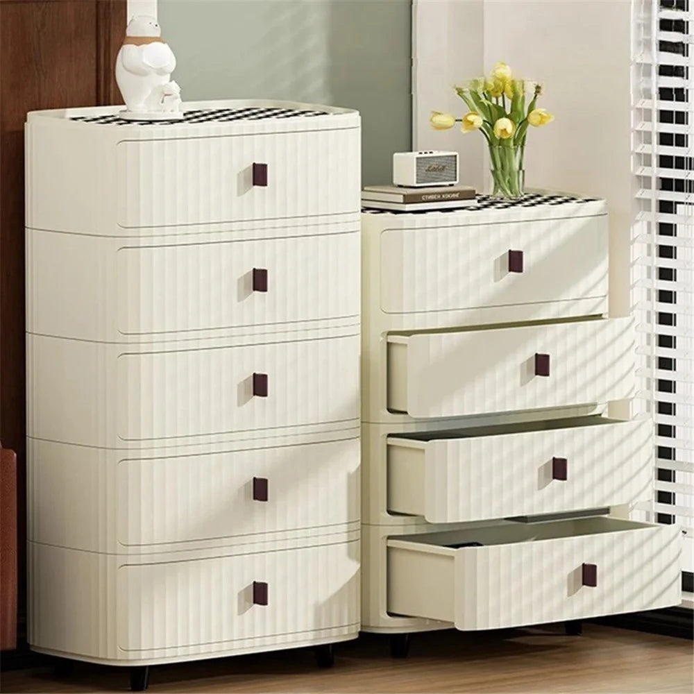 2 Layers Bedside Storage Bin Night Stand PP + MDF Board Bedroom Nightstand Drawer Dresser (30CM Wide), Size: S - 3