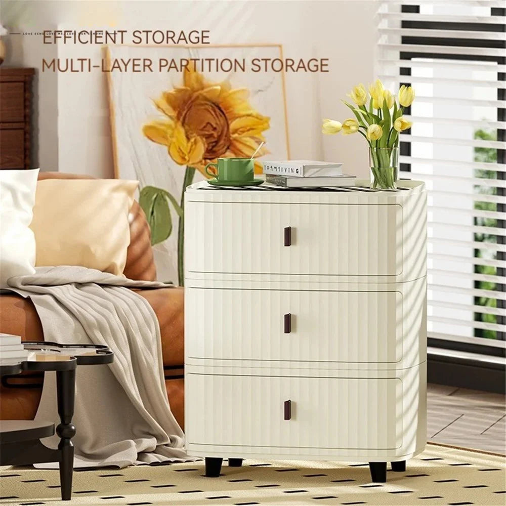 2 Layers Bedside Storage Bin Night Stand PP + MDF Board Bedroom Nightstand Drawer Dresser (30CM Wide), Size: S - 5