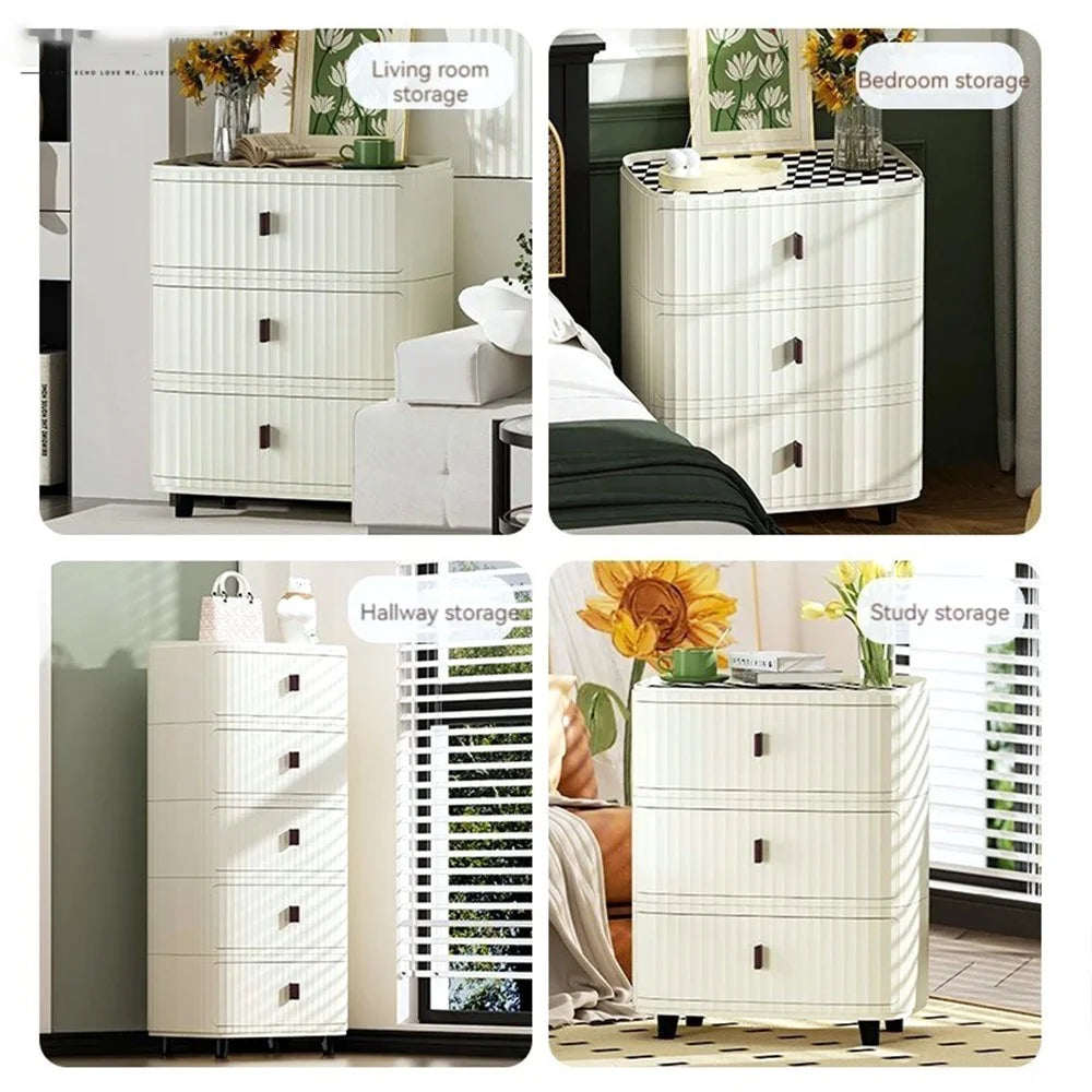 2 Layers Bedside Storage Bin Night Stand PP + MDF Board Bedroom Nightstand Drawer Dresser (30CM Wide), Size: S - 6