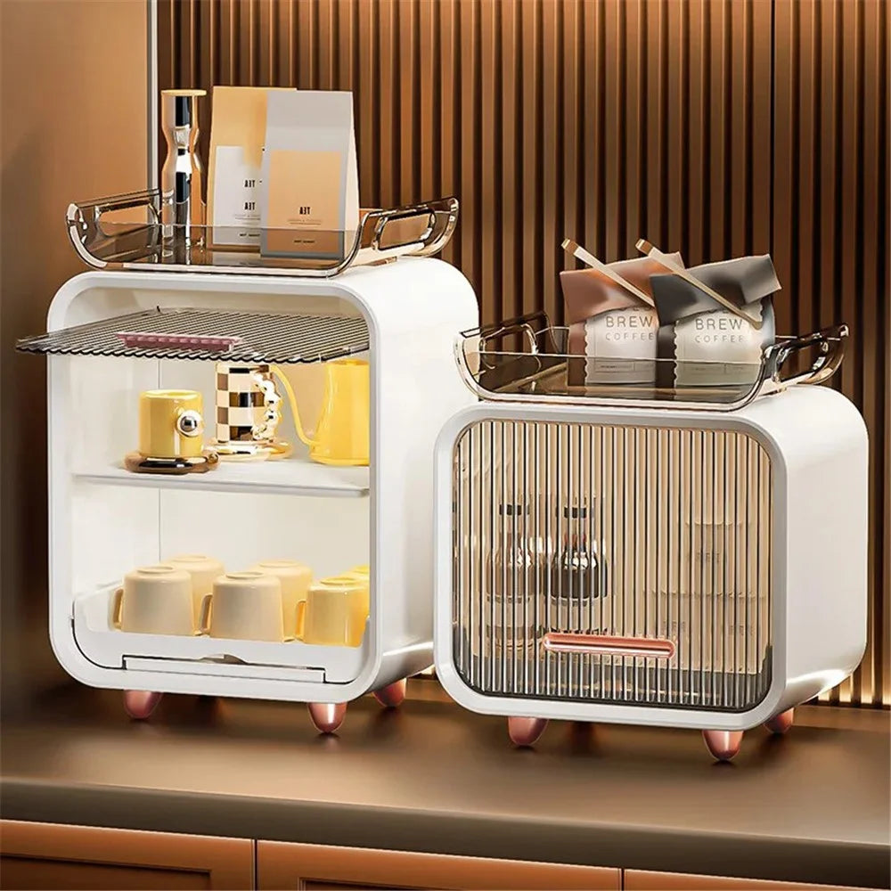 36CM High Kitchen Cabinet Baby Bottle Storage Box Living Room Drawer ABS+PET Organizer with Holding Tray - Beige - 7