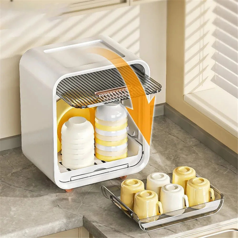 46CM High Living Room Drawer ABS+PET Organizer Kitchen Cabinet Baby Bottle Storage Box with Holding Tray - White - 6