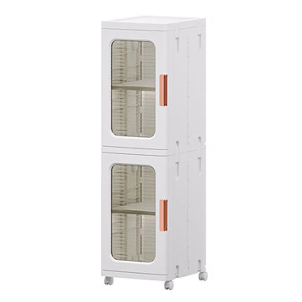 2 Drawers 24.5x28.5x166CM Kitchen Bathroom Gap Dresser PP+PET+ABS Storage Cabinet - Transparent Tan - 1
