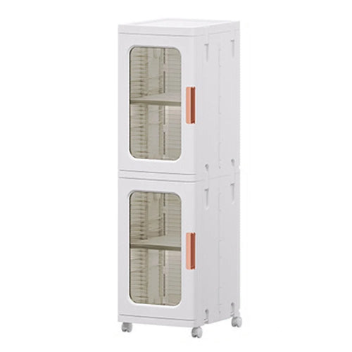 2 Drawers 24.5x28.5x166CM Kitchen Bathroom Gap Dresser PP+PET+ABS Storage Cabinet - Transparent Tan - 1