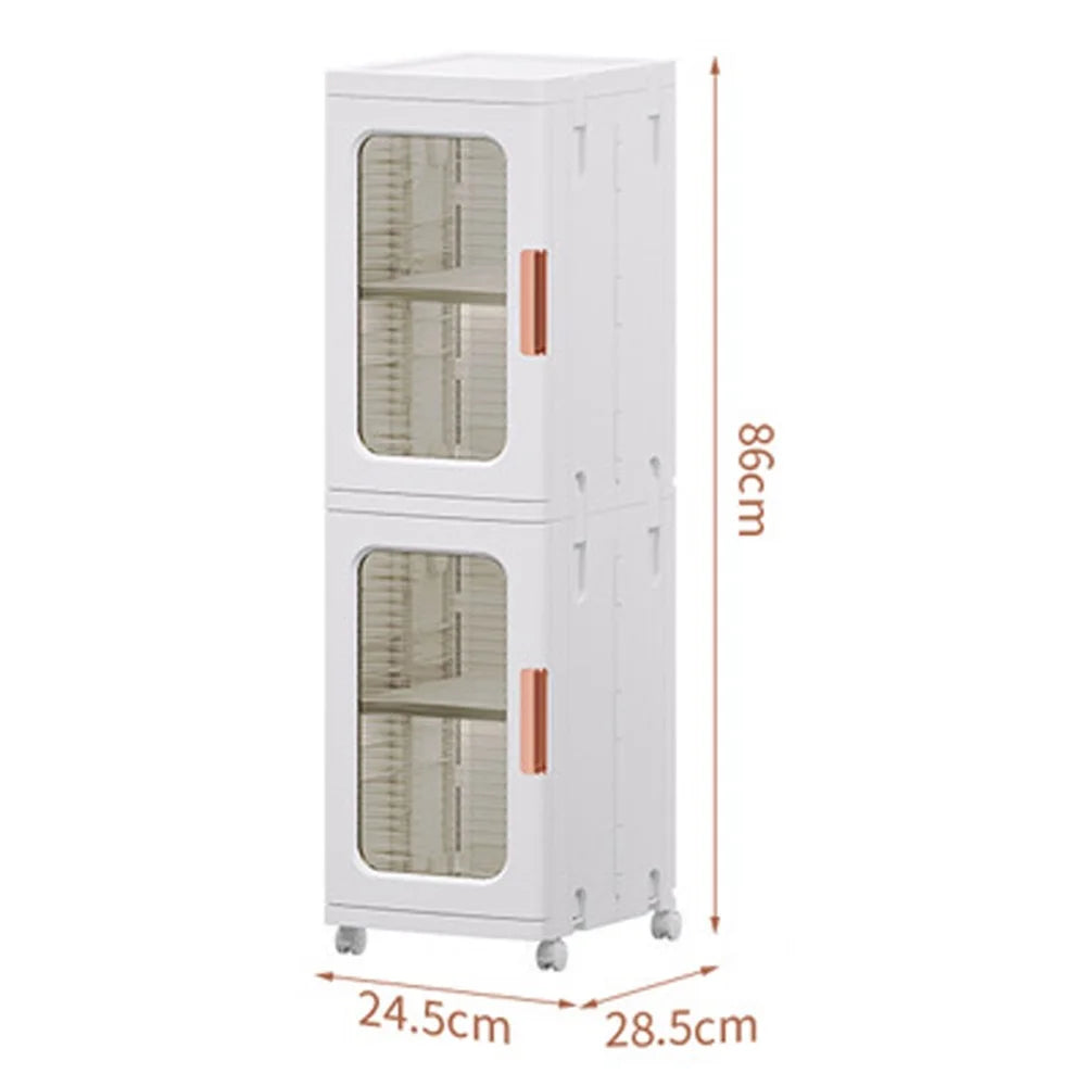 2 Drawers 24.5x28.5x166CM Kitchen Bathroom Gap Dresser PP+PET+ABS Storage Cabinet - Transparent Tan - 6