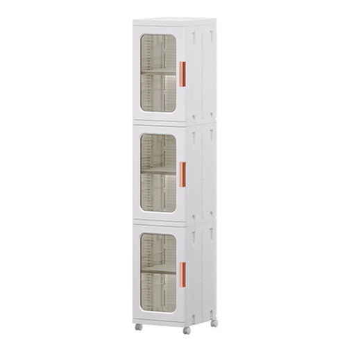 3 Drawers Kitchen Bathroom Gap Dresser 24.5x28.5x166CM PP+PET+ABS Storage Cabinet - Transparent Tan - 1