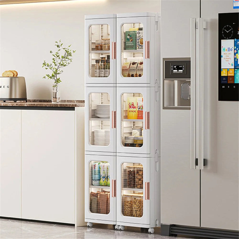 3 Drawers Kitchen Bathroom Gap Dresser 24.5x28.5x166CM PP+PET+ABS Storage Cabinet - Transparent Tan - 6