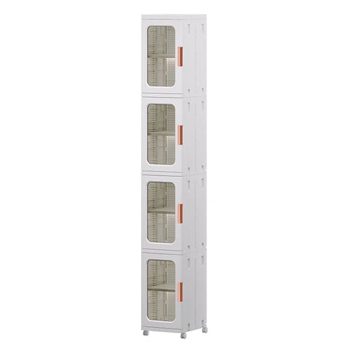 4 Drawers Kitchen Gap Organizer Narrow Dresser PP+PET+ABS Storage Cabinet 24.5x28.5x166CM - Transparent Tan - 1