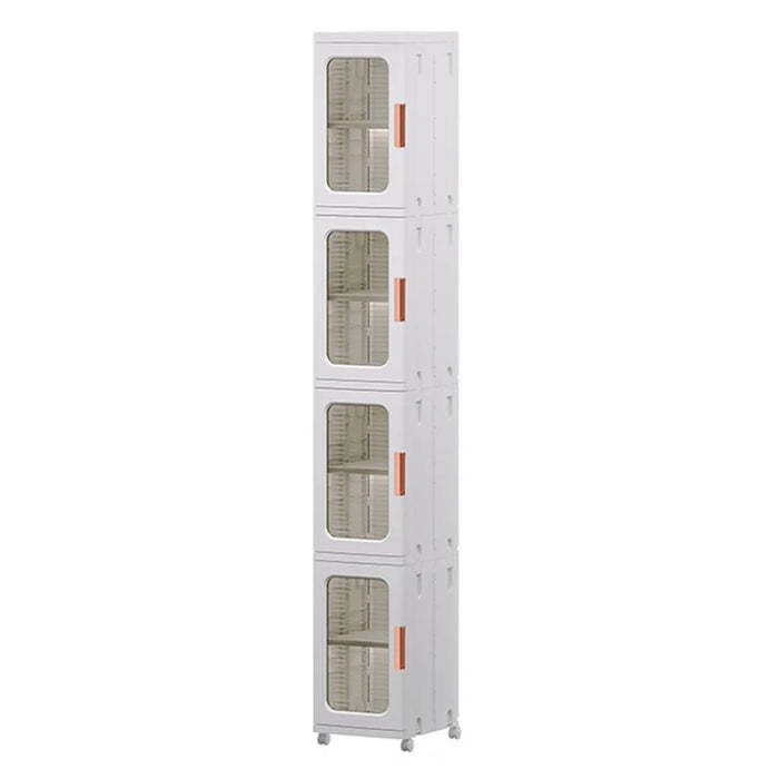 4 Drawers Kitchen Gap Organizer Narrow Dresser PP+PET+ABS Storage Cabinet 24.5x28.5x166CM - Transparent Tan - 1