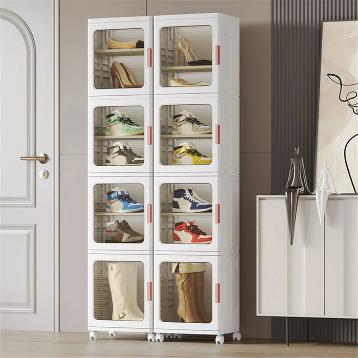 4 Drawers Kitchen Gap Organizer Narrow Dresser PP+PET+ABS Storage Cabinet 24.5x28.5x166CM - Transparent Tan - 6