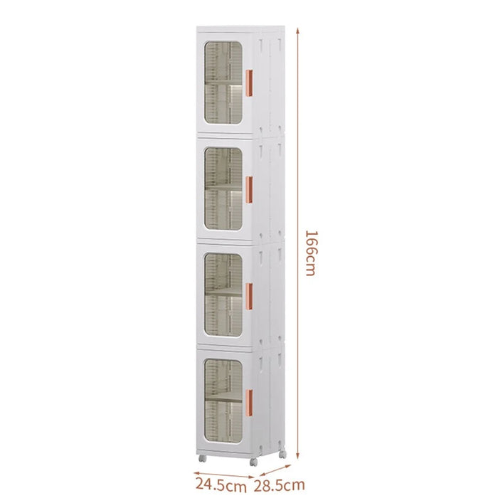4 Drawers Kitchen Gap Organizer Narrow Dresser PP+PET+ABS Storage Cabinet 24.5x28.5x166CM - Transparent Tan - 7
