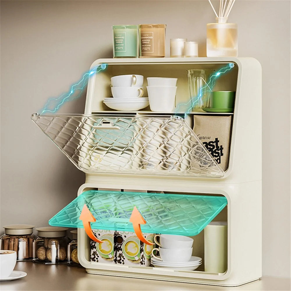 2-Layer PS+PET Wall Mounted Water Cup Storage Box Rack Desktop Tea Cup Holder for Snacks, Baby Bottles - 2