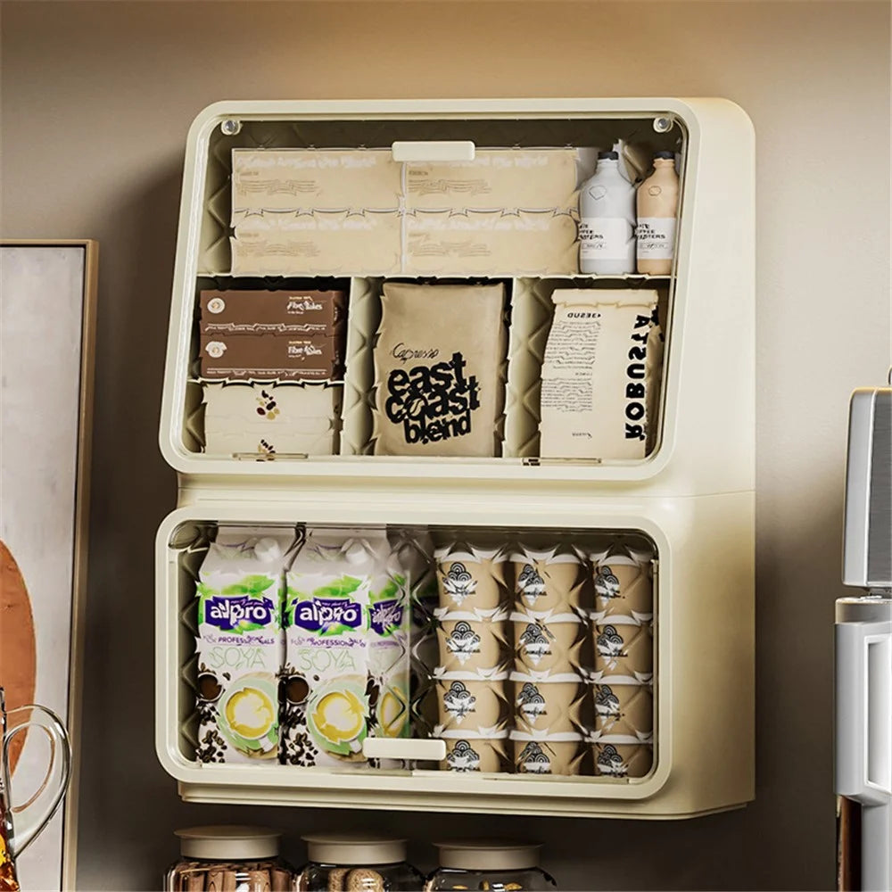 2-Layer PS+PET Wall Mounted Water Cup Storage Box Rack Desktop Tea Cup Holder for Snacks, Baby Bottles - 4