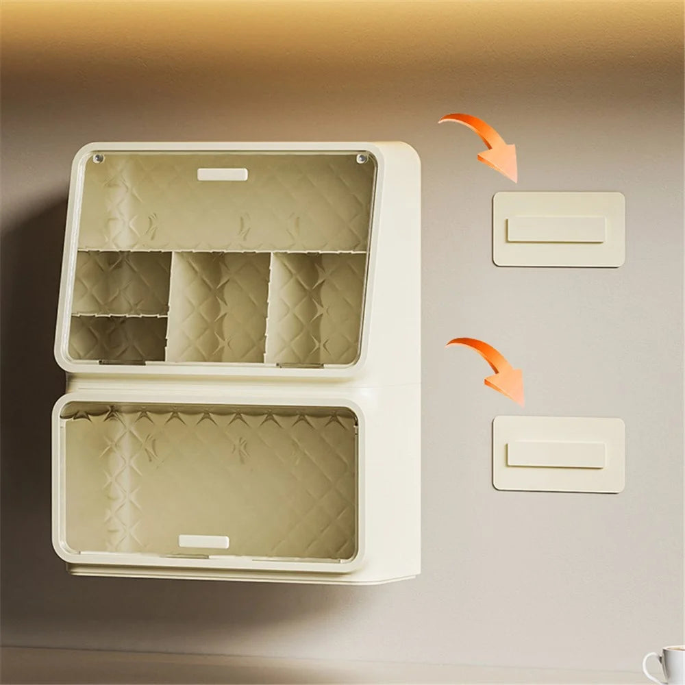 2-Layer PS+PET Wall Mounted Water Cup Storage Box Rack Desktop Tea Cup Holder for Snacks, Baby Bottles - 7