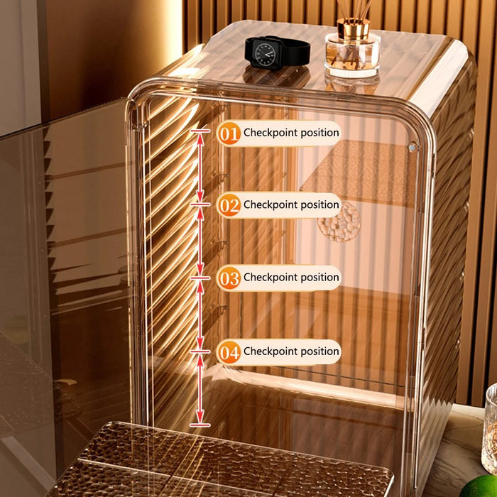 Coffee Mug Cup Table Organizer Three Layer Dustproof Storage Box, Size L - Transparent - 4