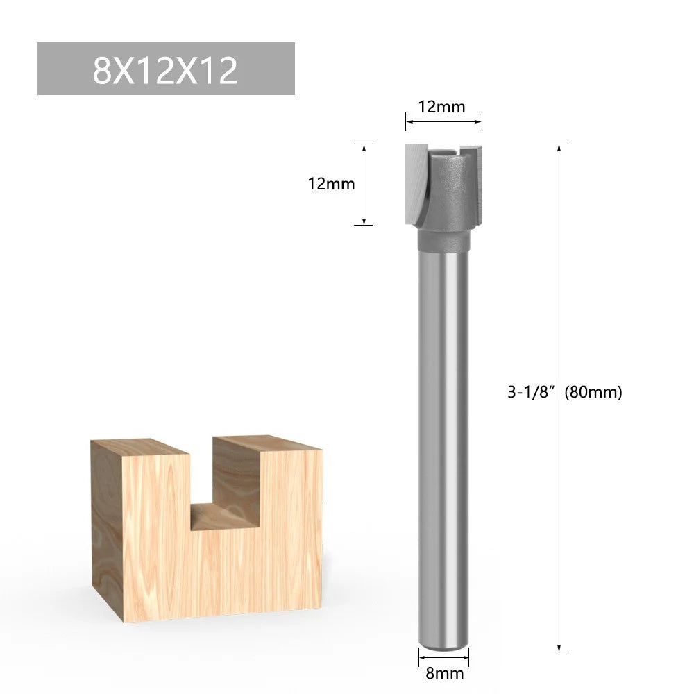 8mm Shank Wood Grooving Tool Steel + Tungsten Steel Alloy Woodworking Milling Cutter - 6