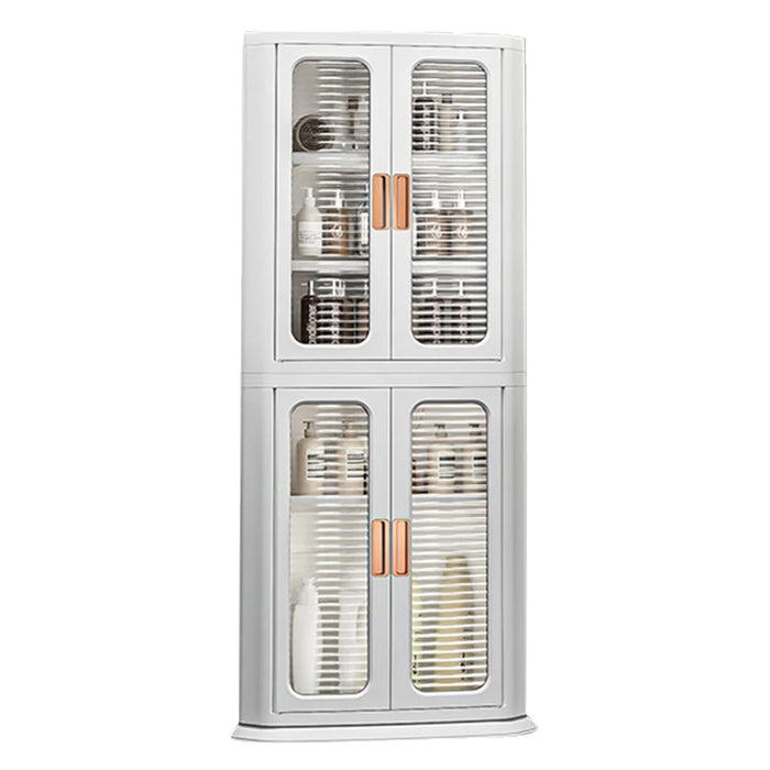 8829 2-Layer Home Living Room Corner Cabinet ABS+PP+PET Storage Drawer - White - 1