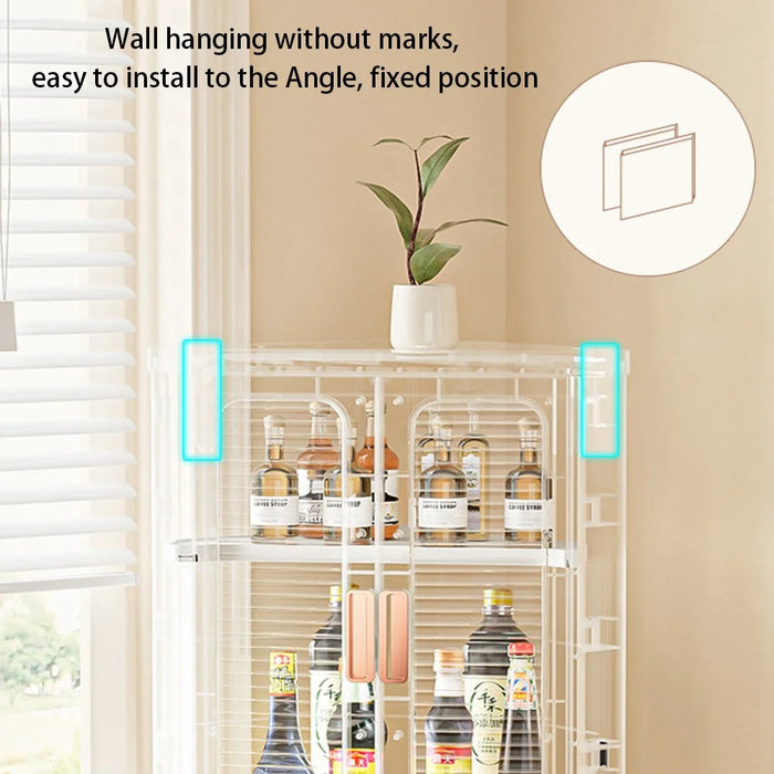 8829 2-Layer Home Living Room Corner Cabinet ABS+PP+PET Storage Drawer - White - 4