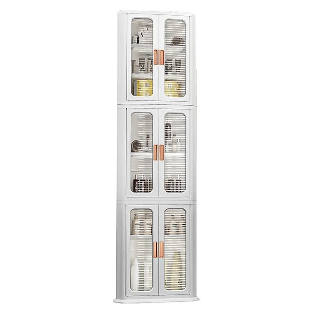 8829 3-Layer Floor Corner Cabinet ABS+PP+PET Storage Drawer for Home - White - 1