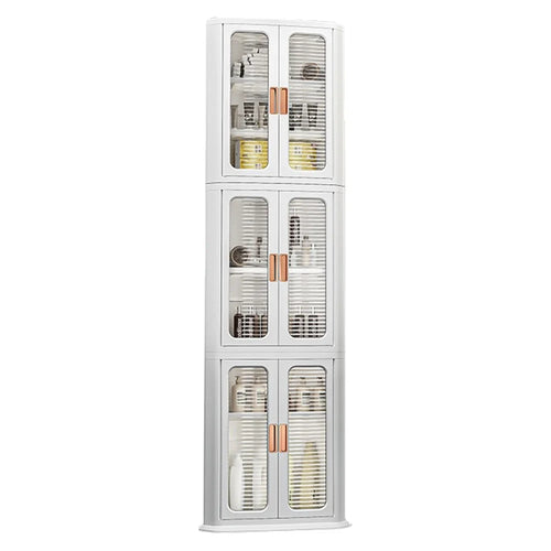 8829 3-Layer Floor Corner Cabinet ABS+PP+PET Storage Drawer for Home - White - 1