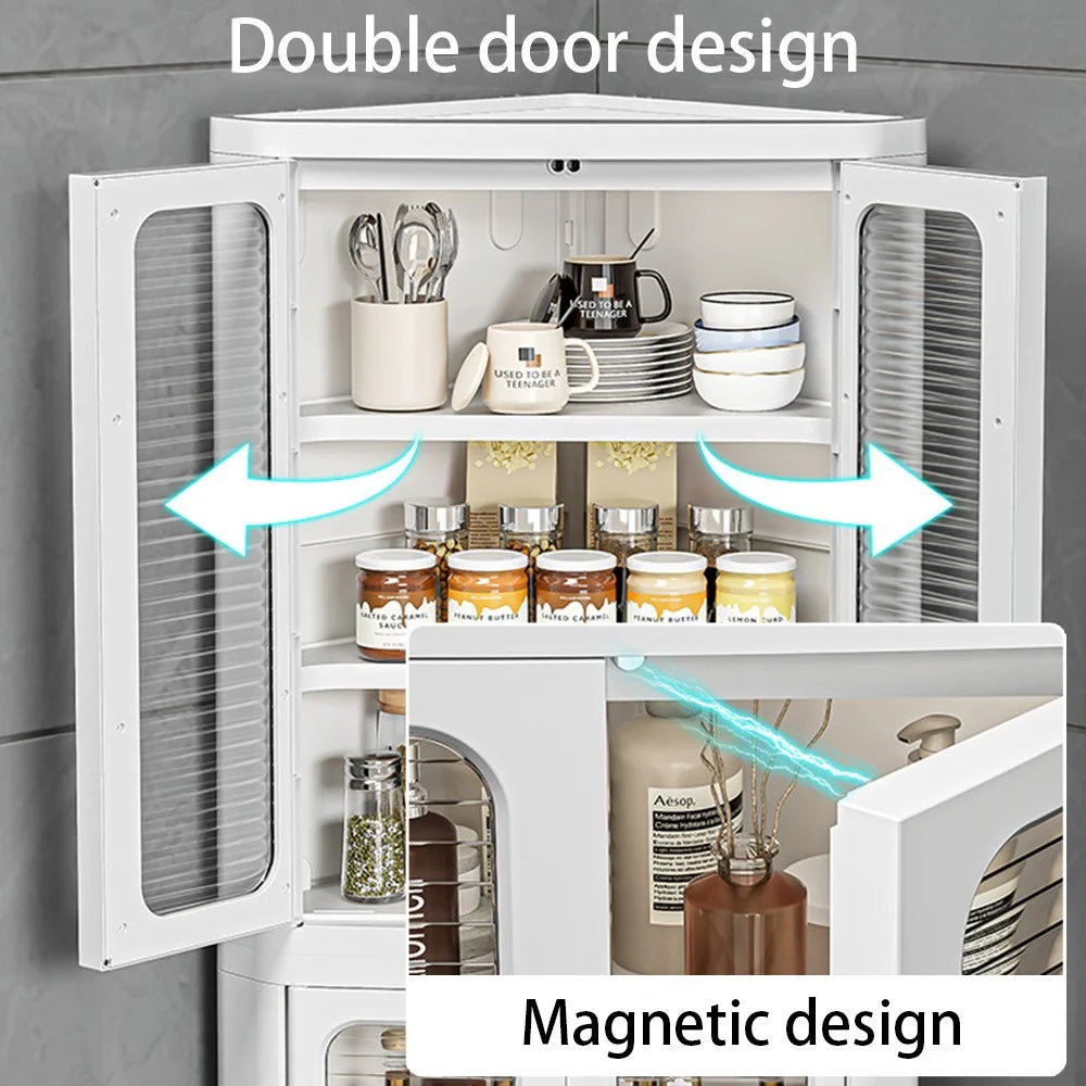 8829 3-Layer Floor Corner Cabinet ABS+PP+PET Storage Drawer for Home - White - 2