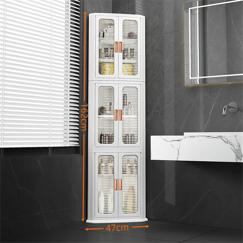 8829 3-Layer Floor Corner Cabinet ABS+PP+PET Storage Drawer for Home - White - 7