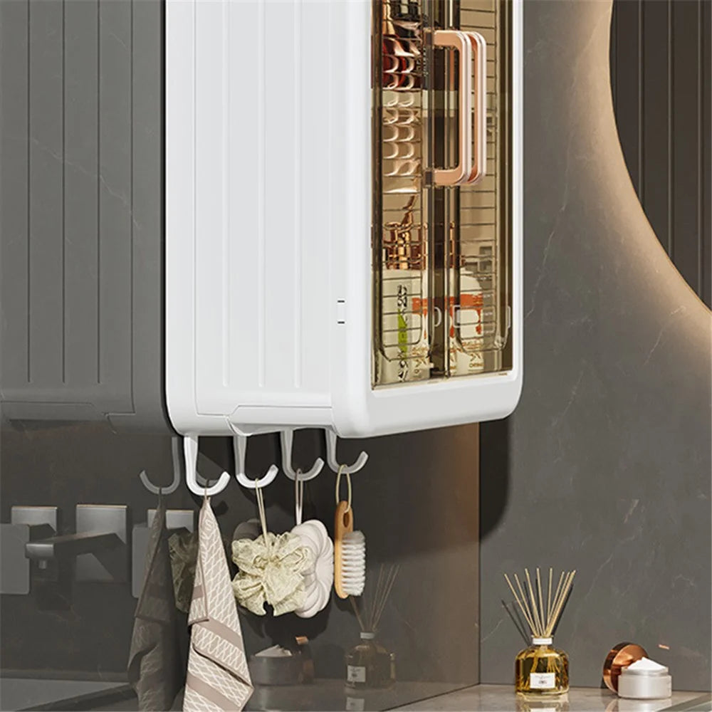 8116 No-punch Wall-mounted Magnetic Door Dust-proof PP Bathroom Storage Cabinet - 4