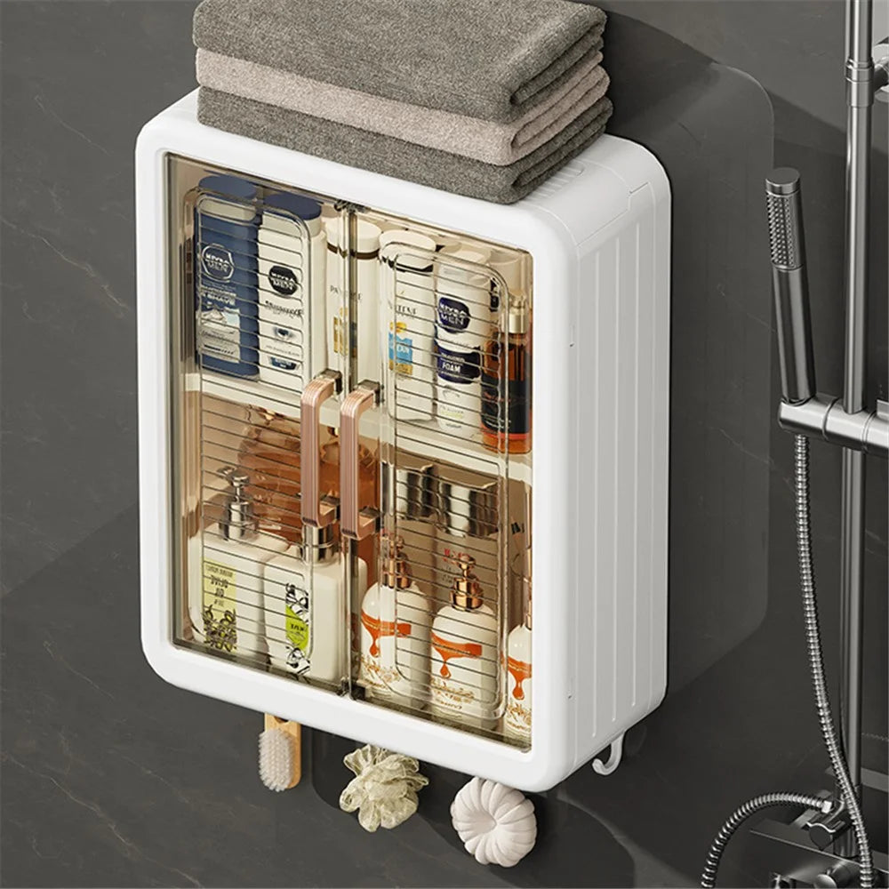 8116 No-punch Wall-mounted Magnetic Door Dust-proof PP Bathroom Storage Cabinet - 5