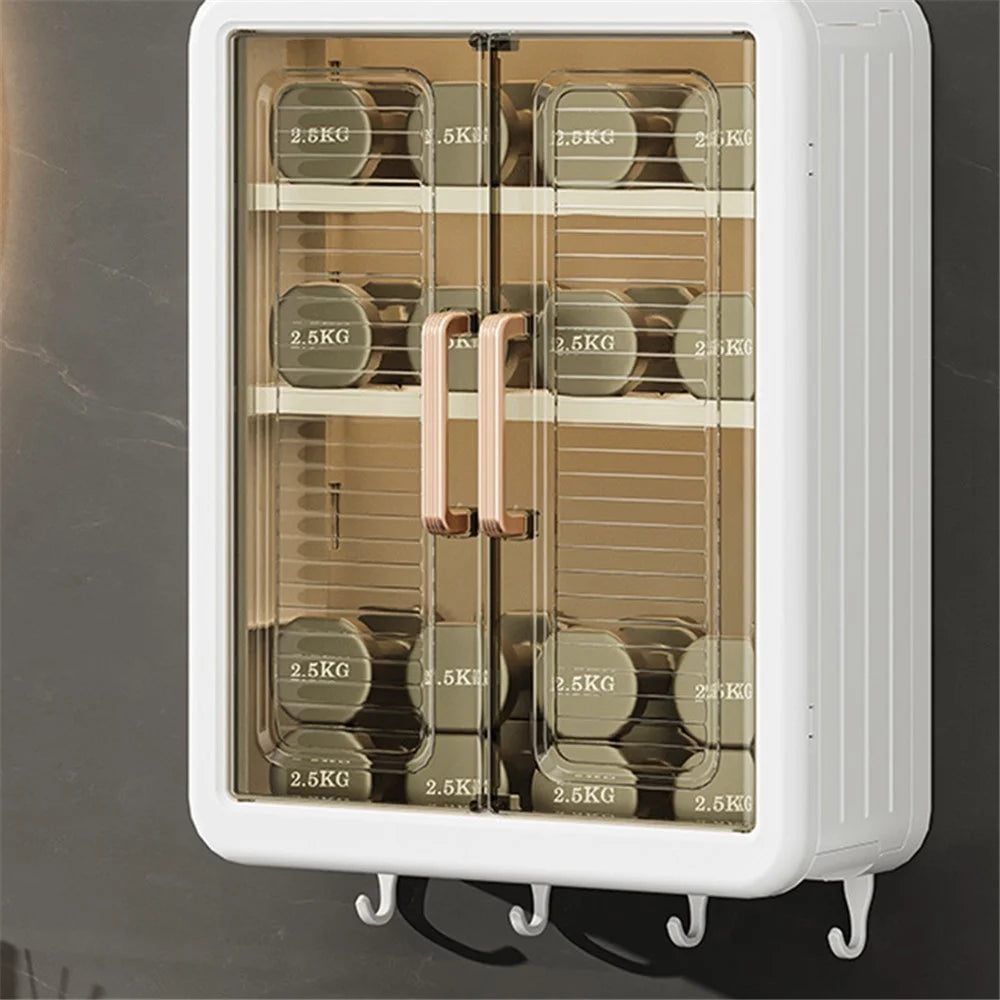 8116 No-punch Wall-mounted Magnetic Door Dust-proof PP Bathroom Storage Cabinet - 6