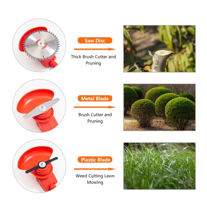 HILDA Electric Grass Trimmer Garden Pruner, 14-Piece Set with Battery and Charger, 1500mAh - US Plug - 3