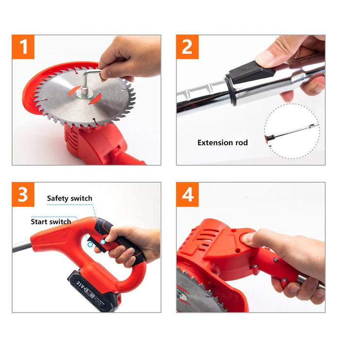 HILDA Electric Grass Trimmer Garden Pruner, 14-Piece Set with Battery and Charger, 1500mAh - US Plug - 5