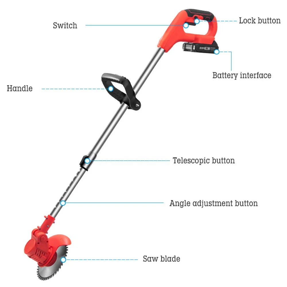 HILDA 3000mAh Electric Grass Trimmer 14-Piece Garden Pruner Set with Battery and Charger - US Plug - 4