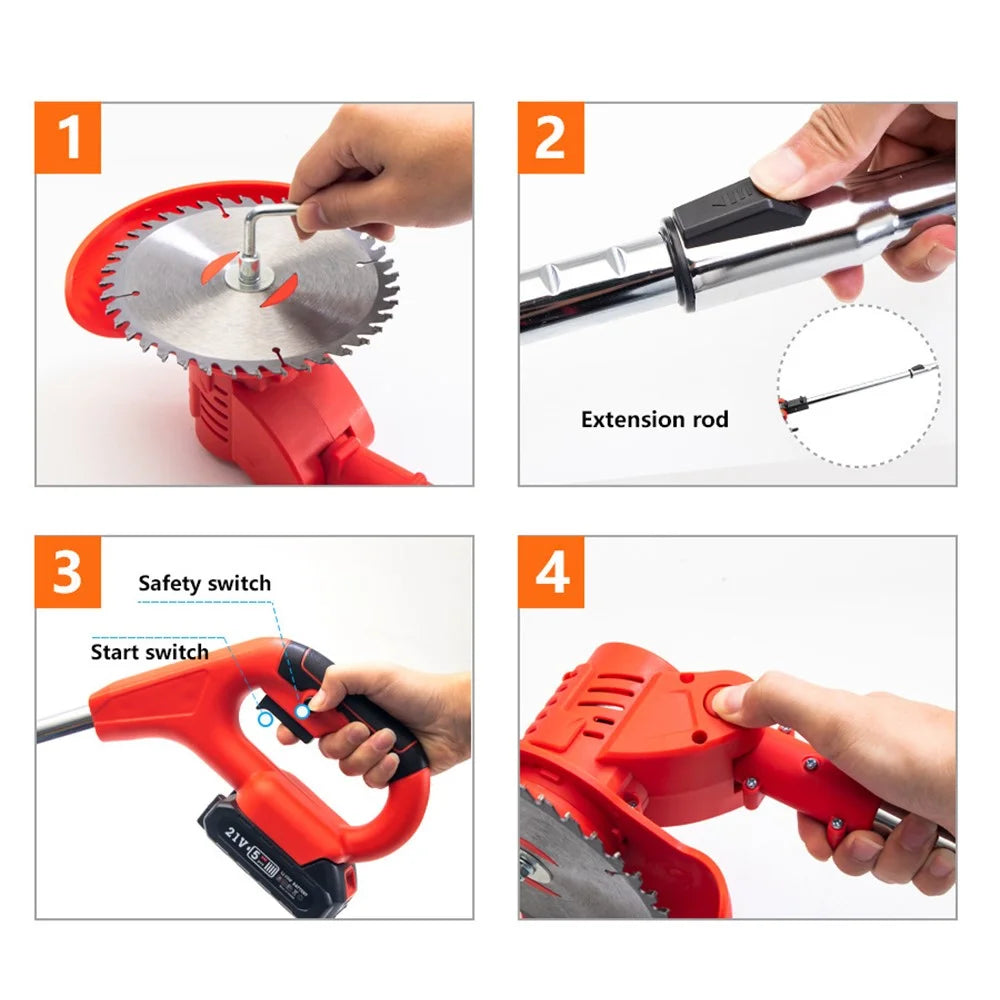 HILDA 3000mAh Electric Grass Trimmer 14-Piece Garden Pruner Set with Battery and Charger - US Plug - 5