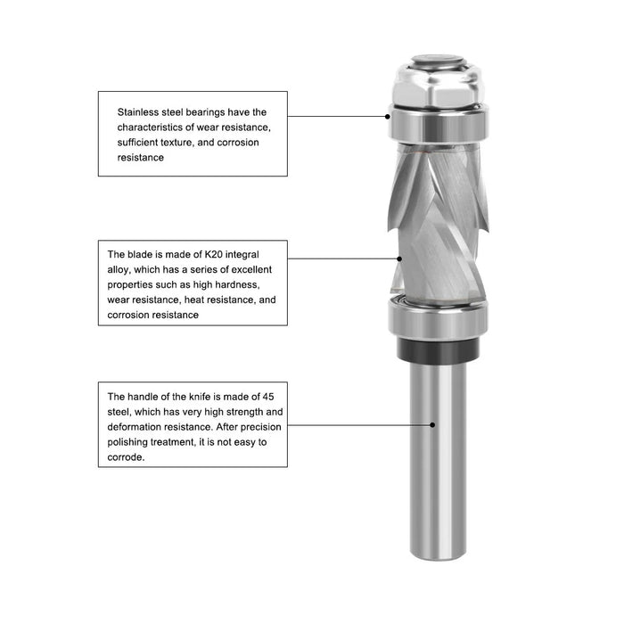 1 / 2 Shank 2+2 Flutes Compression Bit Spiral Trimmer Woodworking Milling Cutter - 3