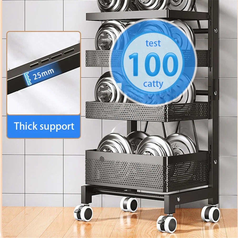006-ZWJ-6866-4 Snap-Lock 4-Tiers Storage Trolley with Wheels, Removable Storage Rack Home Storage Organizer - Black - 5