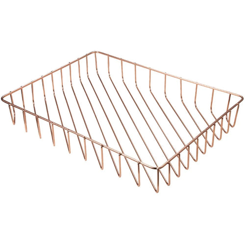Stainless Steel Wire Tray Dish Gold Decorative Tray Jewelry Perfume Organizer Makeup Basket Countertop Snack Fruit Newspaper Files Basket Holder Home Decor - Rose Gold - 1