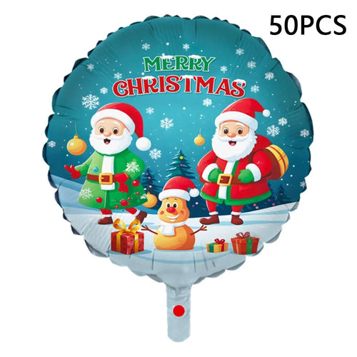 DAC12 50Pcs 18-inch Christmas Aluminum Film Inflatable Balloon Xmas Party Decoration Balloon - Gift and Santa Claus - 1