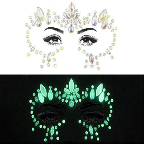 Halloween Face Eyebrow Luminous Sticker Glowing Face Tattoo Sticker for Masquerade Party - Y0014 - 1