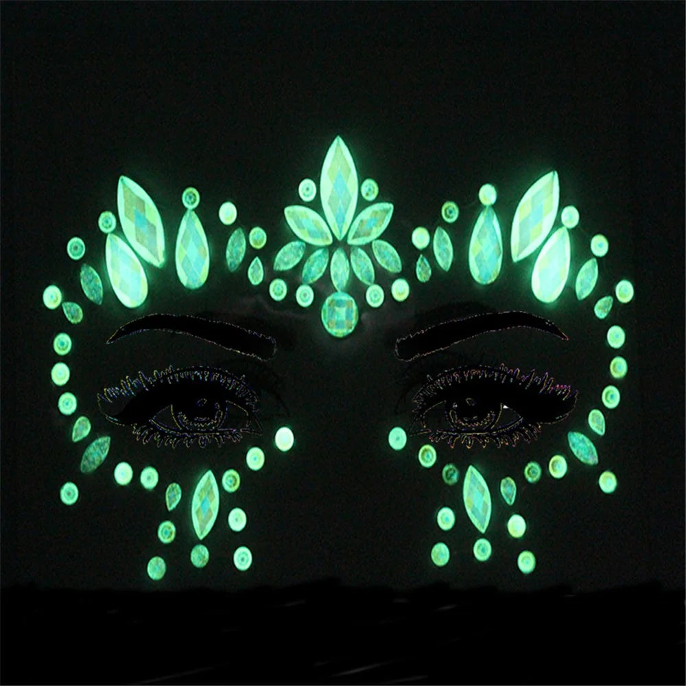 Halloween Face Eyebrow Luminous Sticker Glowing Face Tattoo Sticker for Masquerade Party - Y0014 - 3