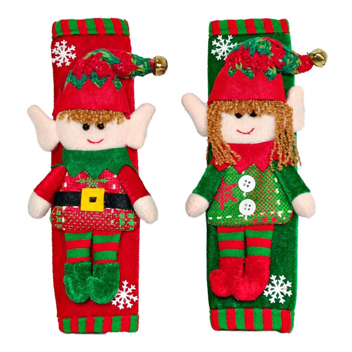 1 Pair Xmas Refrigerator Door Handle Cover Christmas Elf Design Fridge Handle Decorative Gift Cover - 1