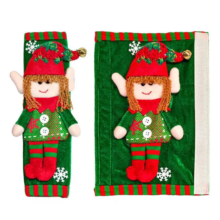 1 Pair Xmas Refrigerator Door Handle Cover Christmas Elf Design Fridge Handle Decorative Gift Cover - 2