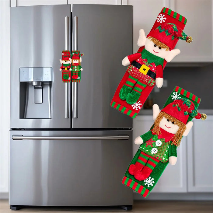1 Pair Xmas Refrigerator Door Handle Cover Christmas Elf Design Fridge Handle Decorative Gift Cover - 4